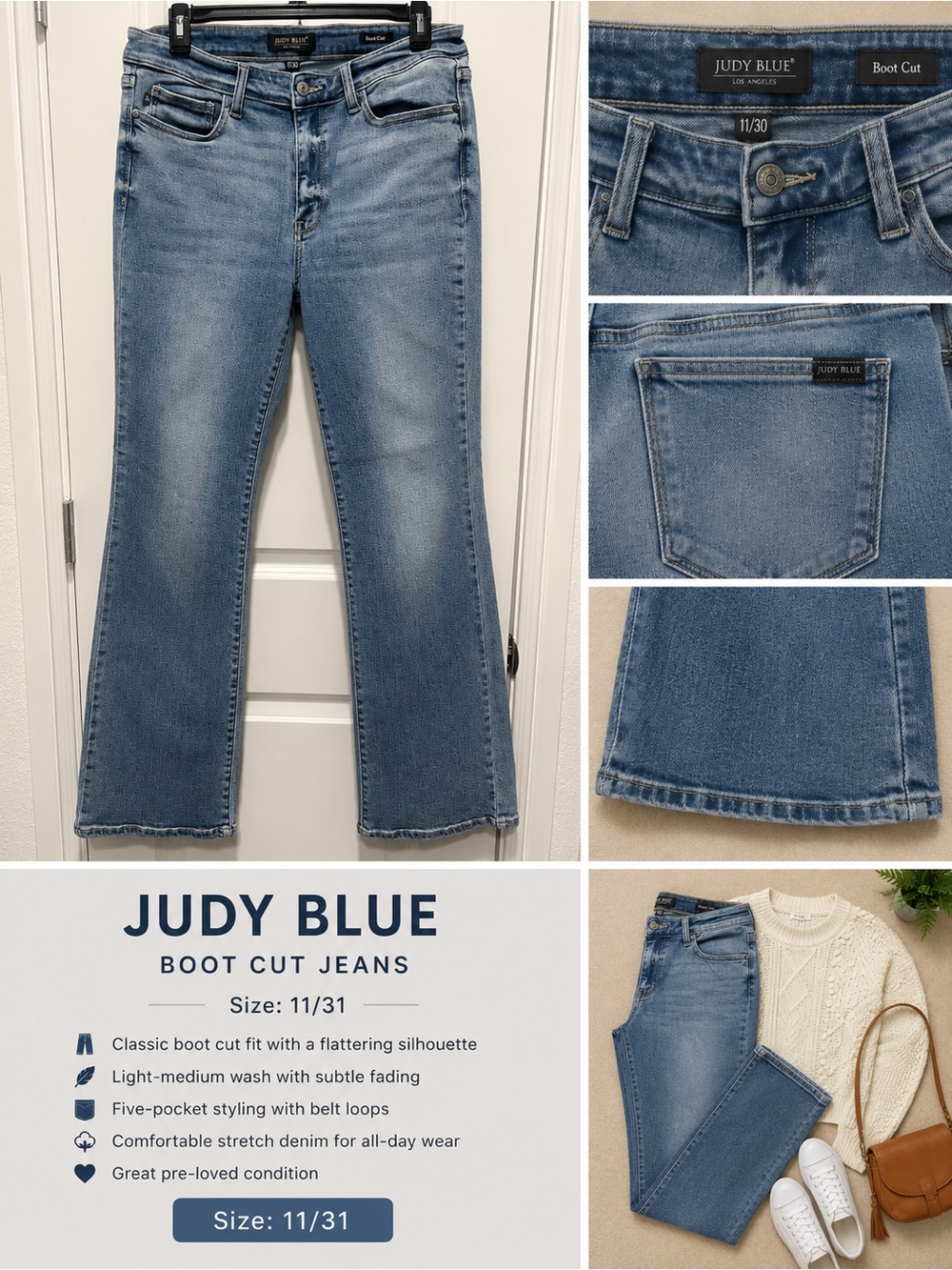Judy Blue Light-Medium Blue Boot Cut Jeans